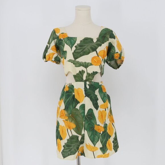 NWT FARM RIO Cutout Tie-Back Linen Blend Romper Size S - Picture 4 of 9